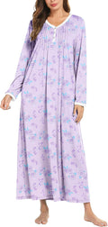 Ekouaer Women's Long Sleeve Nightgown Full Length Sleepshirt S-4XL