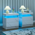 LED Night Stand Set with 2 Drawers for Bedroom and Living Room