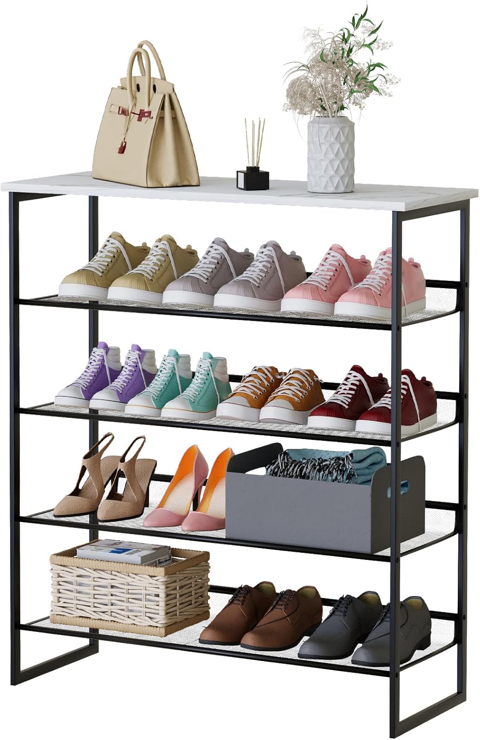 5 Tiers Shoe Rack for Entryway, Adjustable Multi-Purpose Organizer