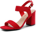 DREAM PAIRS Women's High Chunky Heels Square Toe Block Ankle Strap 3