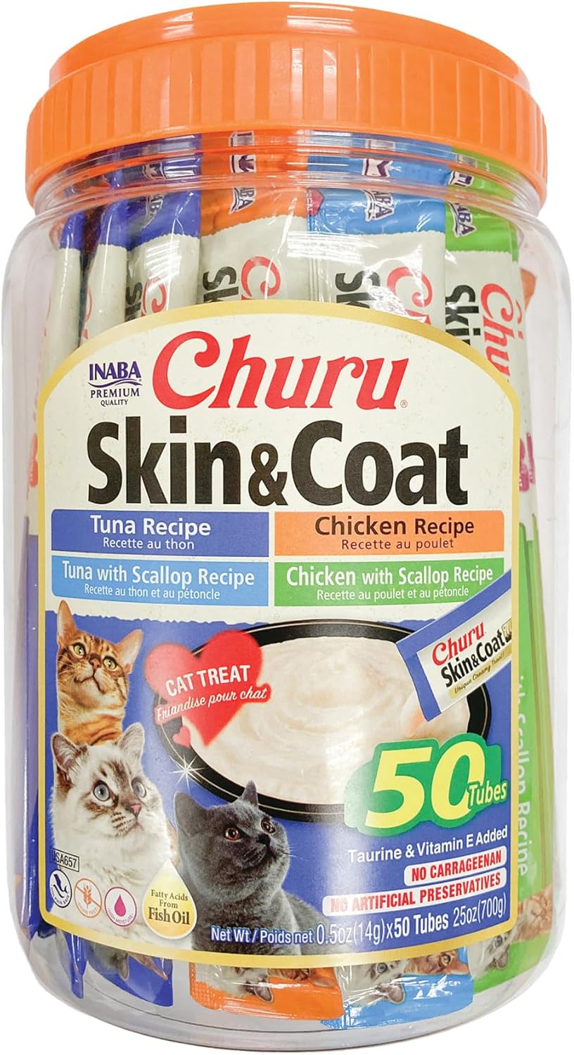 INABA Churu Lickable Puree Cat Treats for Skin and Coat Care