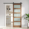 FREDBECK 30 x 84 in Glass Barn Door with Hardware Kit - Frosted