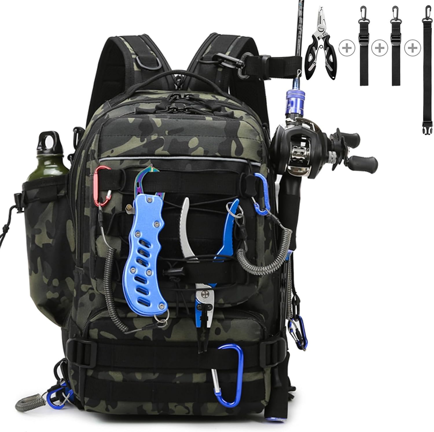 Meprona Fishing Tackle Backpack: Rod Holder & Plier Organizer