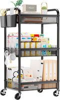 YASONIC 3 Tier Rolling Cart Metal Utility Storage Cart - Sturdy 88 lb