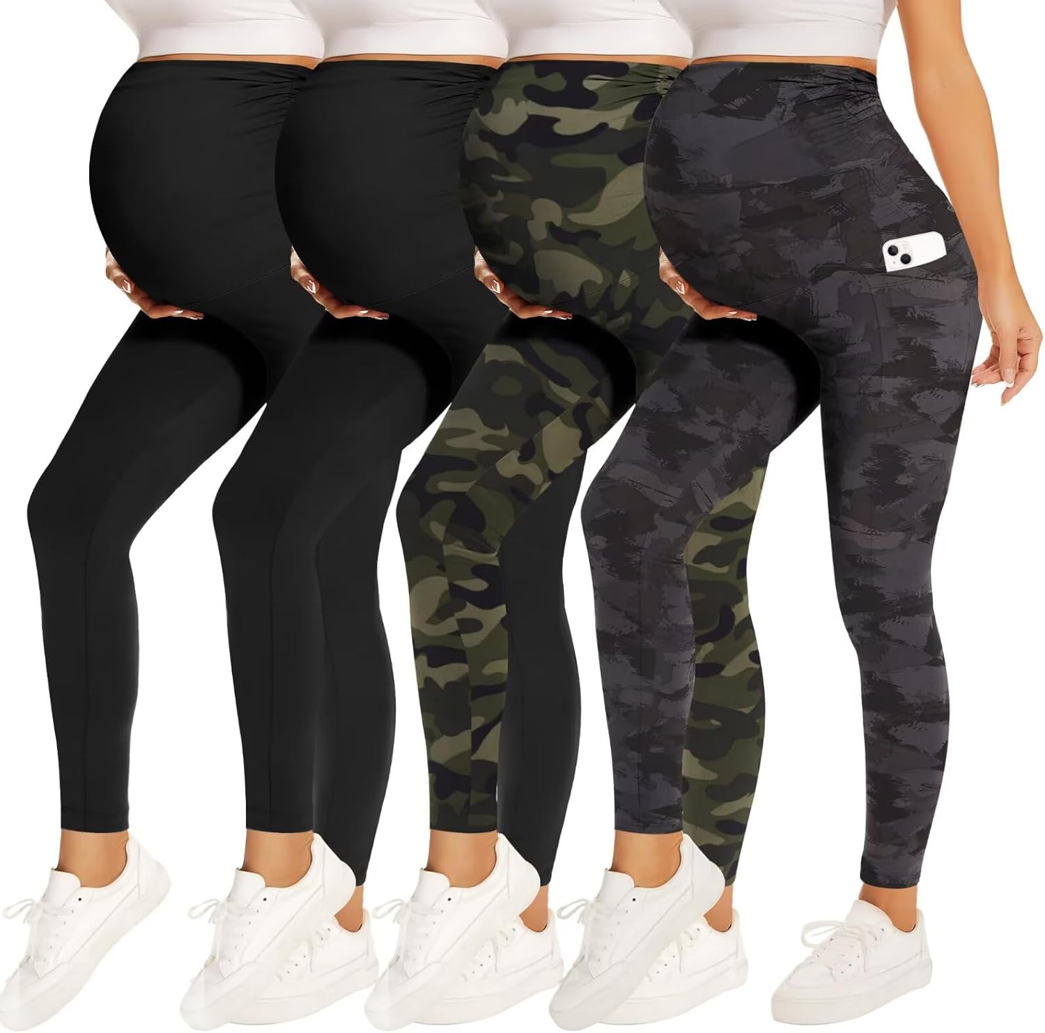 Fotociti Maternity Leggings with Pockets for Active Moms