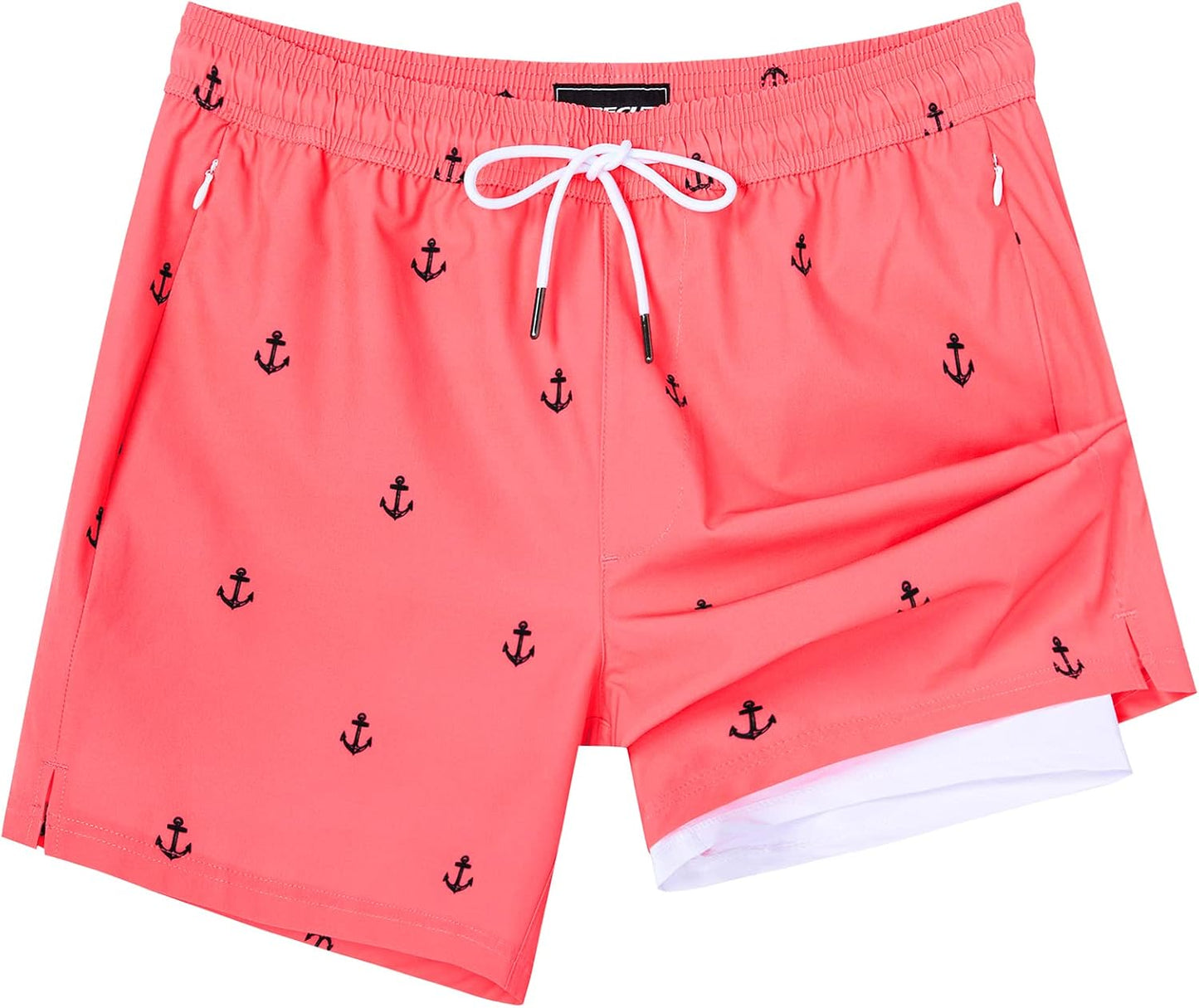 Quick Dry 5 Inch Mens Swim Trunks with Compression Liner