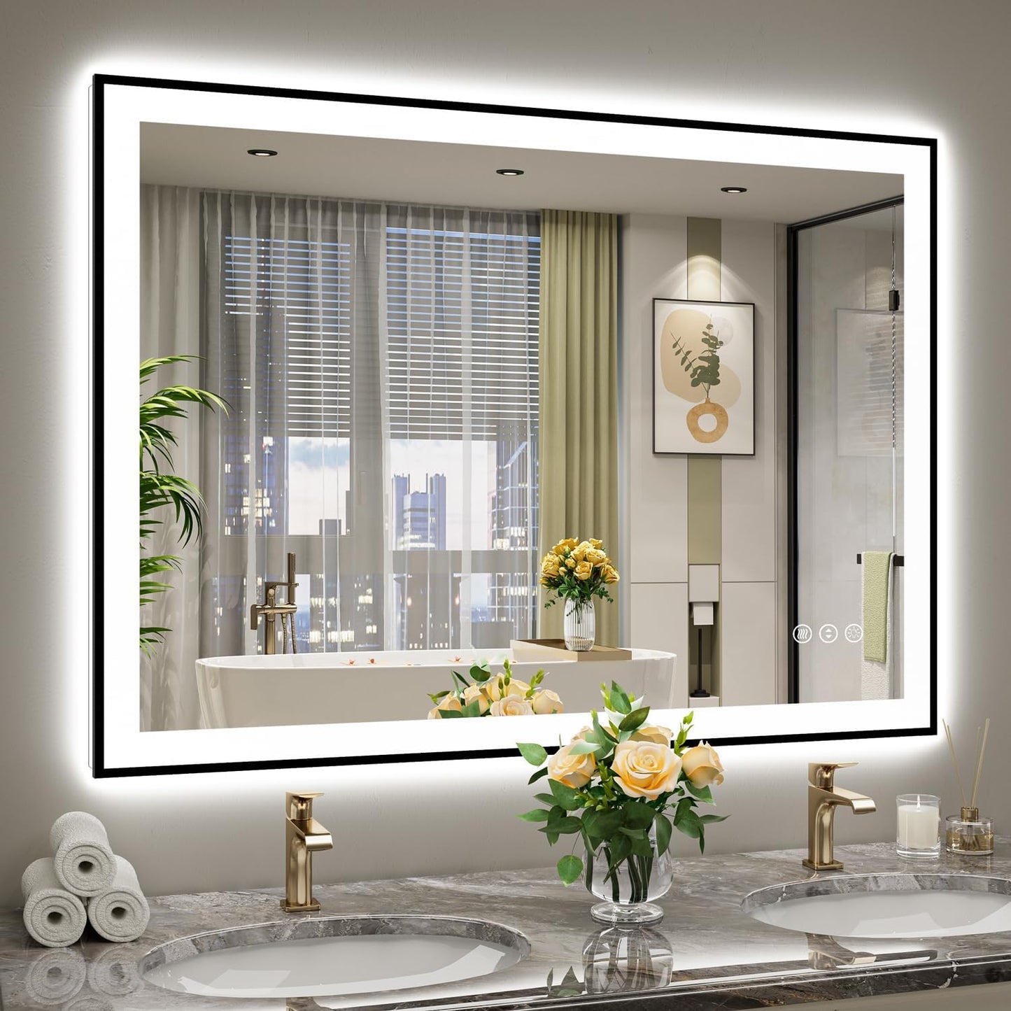 48x36 Inch LED Bathroom Mirror with Lights for Modern Spaces