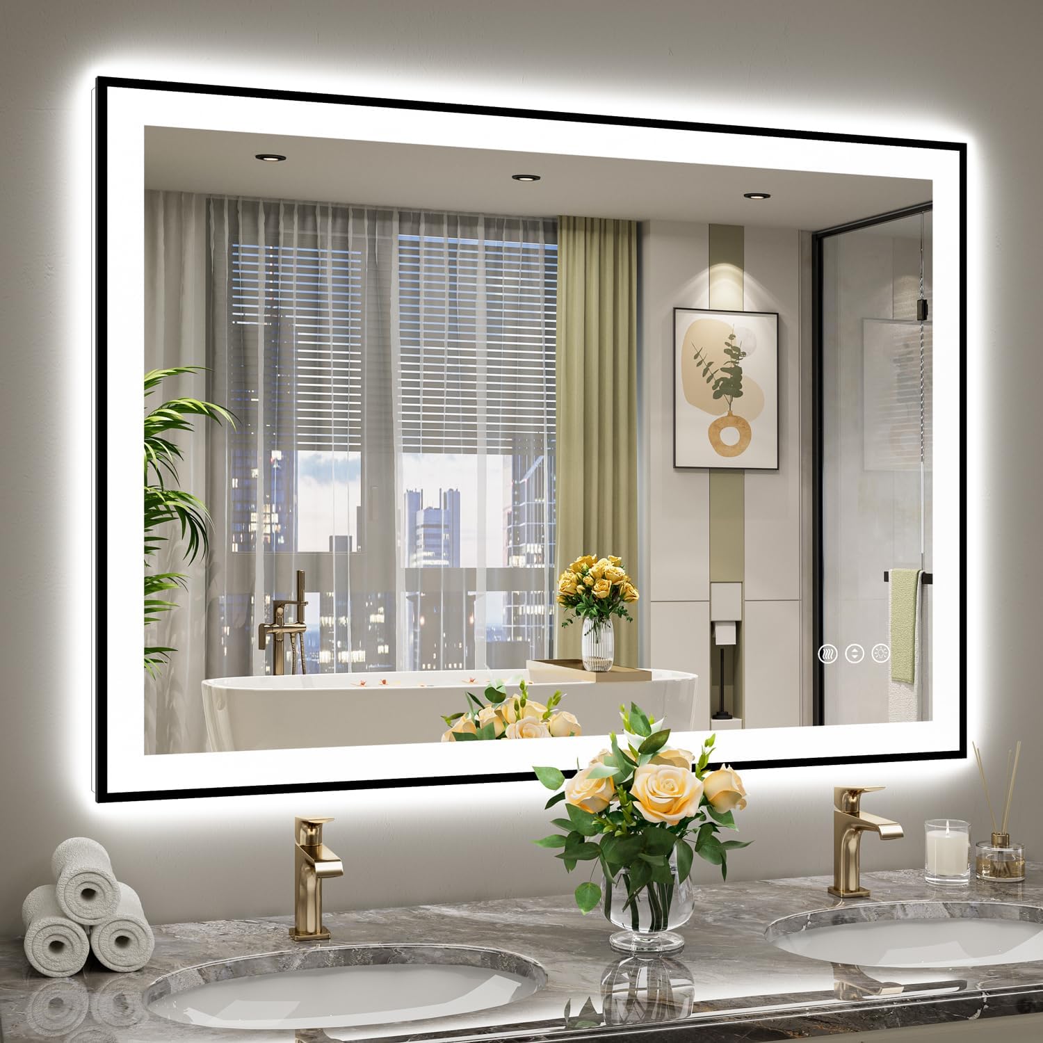 48x36 Inch LED Bathroom Mirror with Lights for Modern Spaces