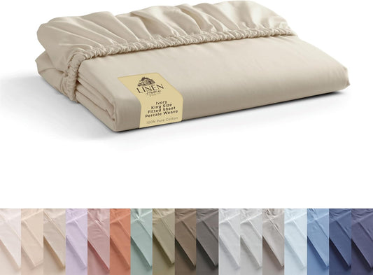 100% Cotton Percale King Fitted Sheet for Crisp Comfort
