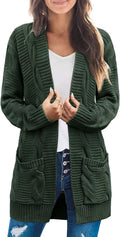 Long Sleeve Cable Knit Cardigan for Women - Cozy Open Front Coat