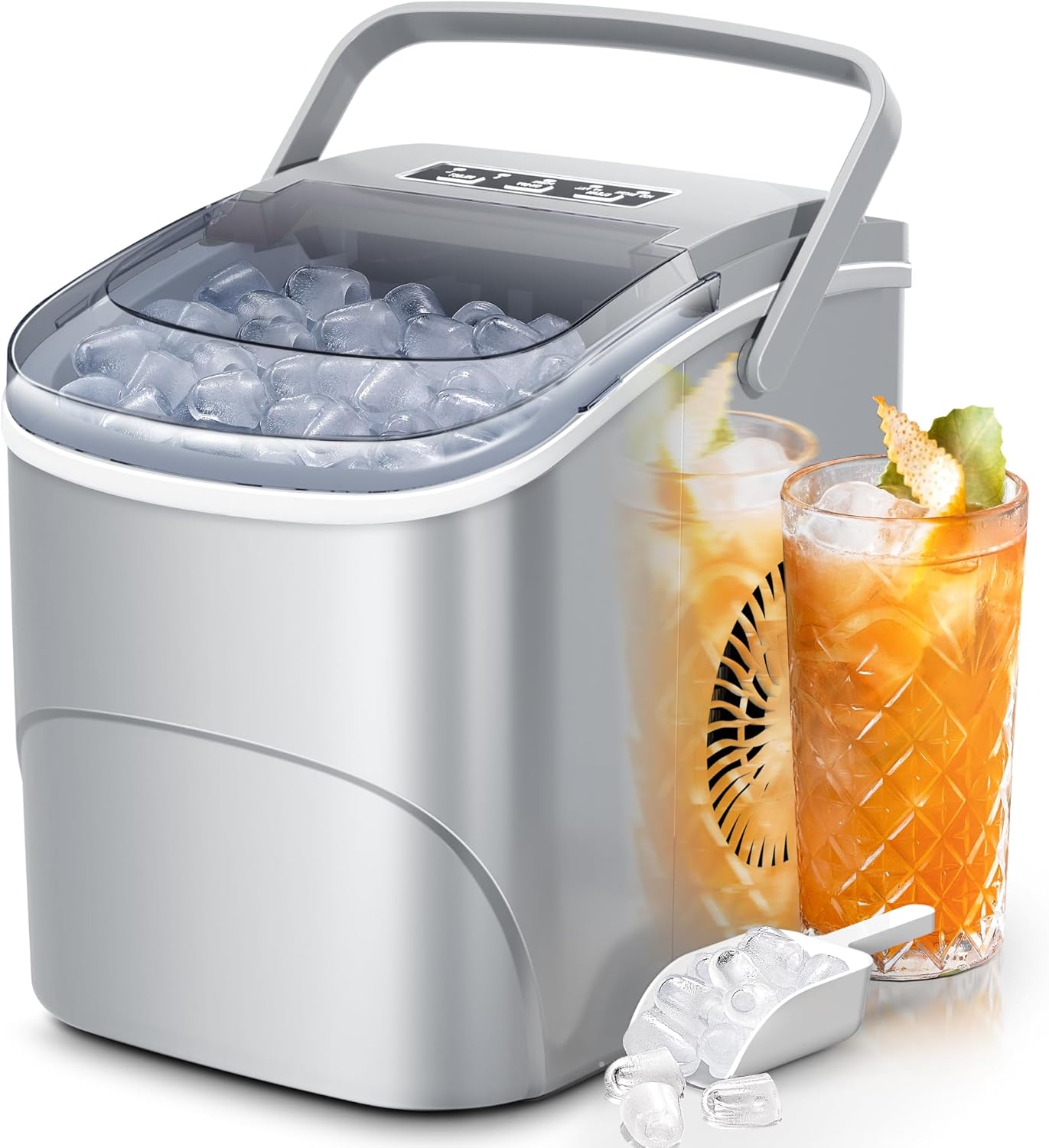 Portable Ice Maker Machine with Self-Cleaning and Bullet Ice