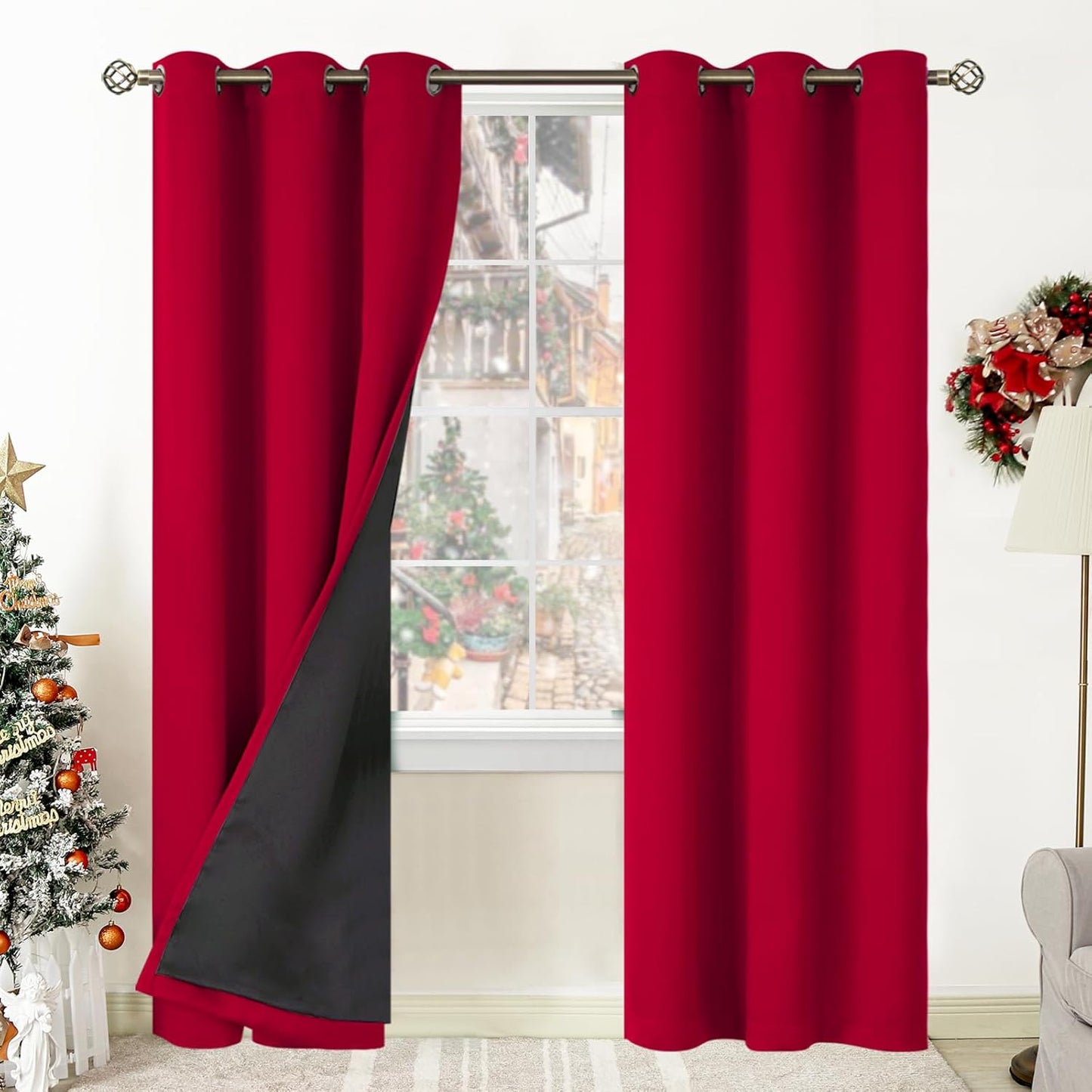 BGment Christmas Blackout Curtains for Energy Saving Living Room