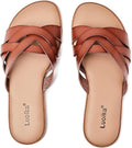 Wide Width Flat Slides Sandals for Women - Comfortable Casual Beach