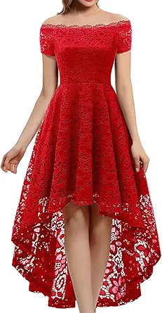 Dressystar Women's Hi-Lo Off Shoulder Lace Cocktail Dress Review