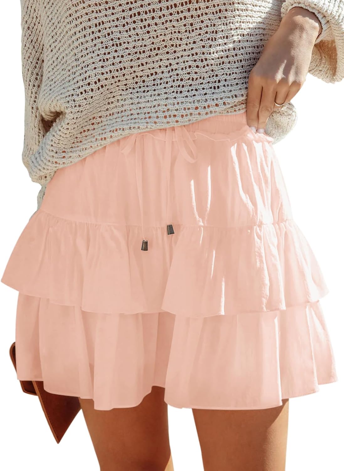 Flowy Shorts for Women Boho Ruffled Tiered Skorts Casual Wear