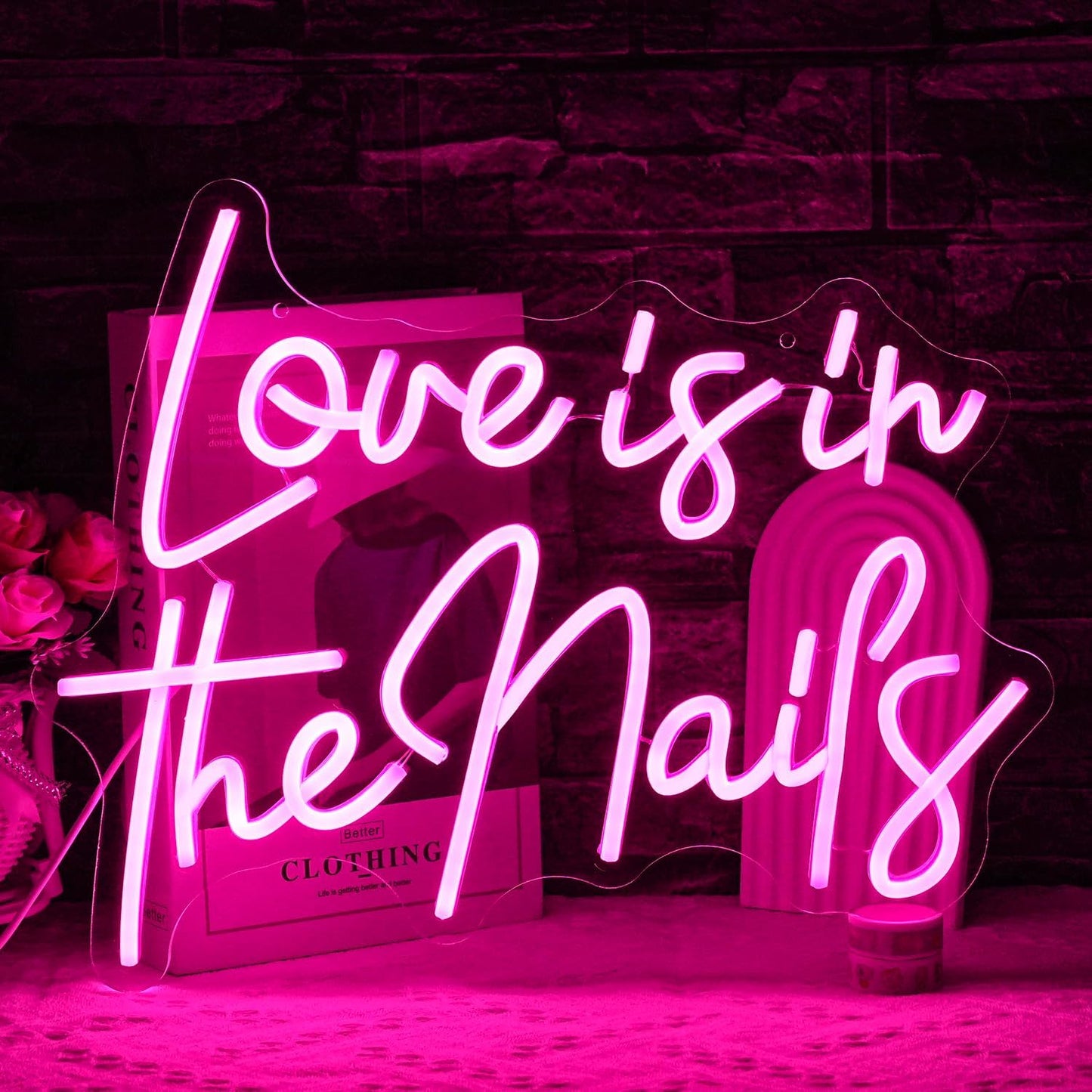 Love is in the Nails Neon Sign for Nail Salon Decoration