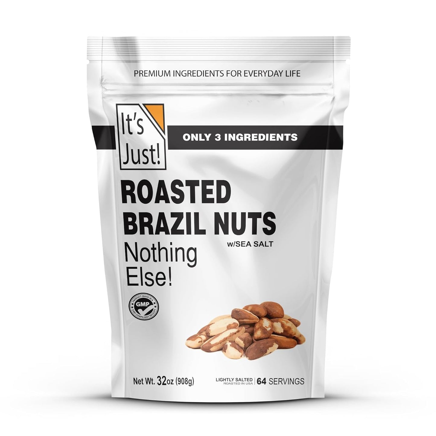 It's Just Brazil Nuts, 2lbs, Roasted & Salted, High in Selenium