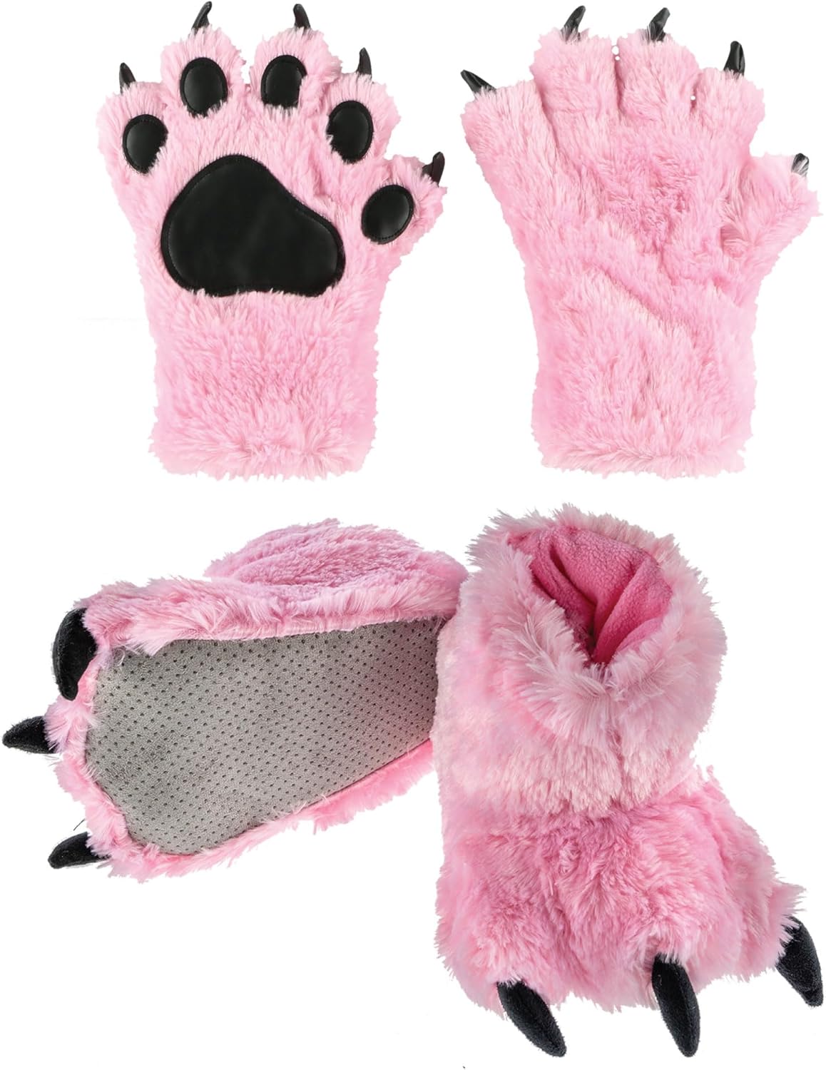 Cute Animal Paw Mittens and Slippers Set for Kids and Adults