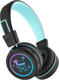 Kids Bluetooth Headphones with LED Lights - Safe 85dB Limit (Black)