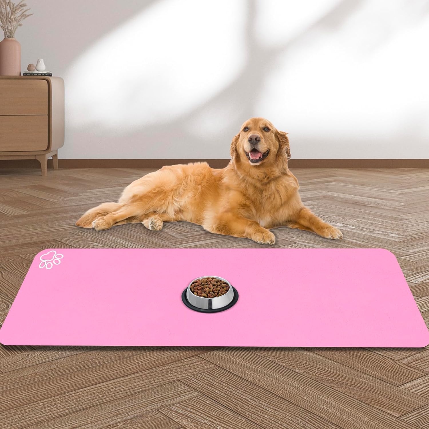 Large Absorbent Dog Feeding Mat for Messy Drinkers and Cats