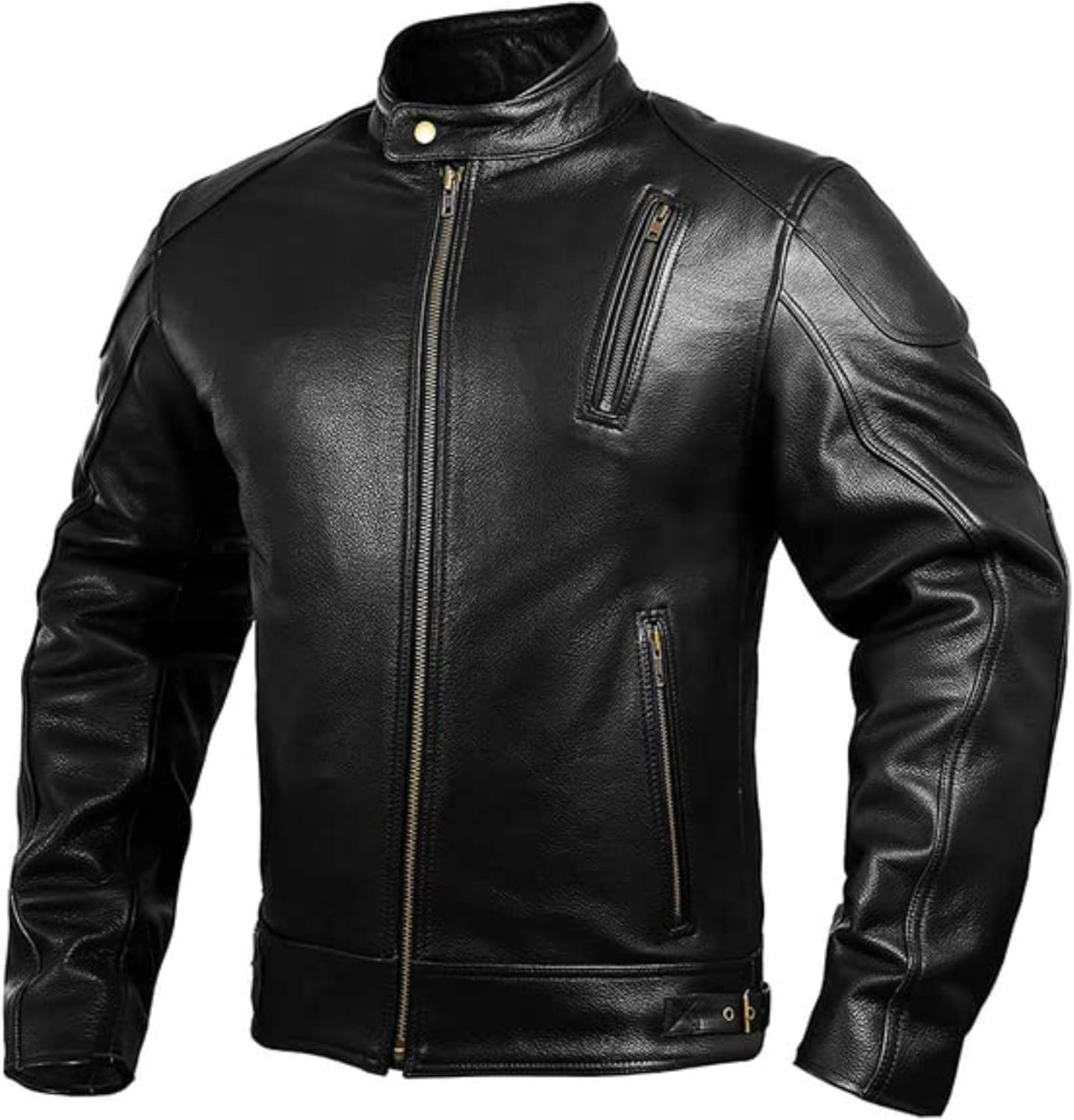 HWK Leather Motorcycle Jacket with Armor for Safe Riding