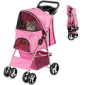4 Wheels Dog Stroller Folding Pet Strolling Cart for Small Medium Dogs