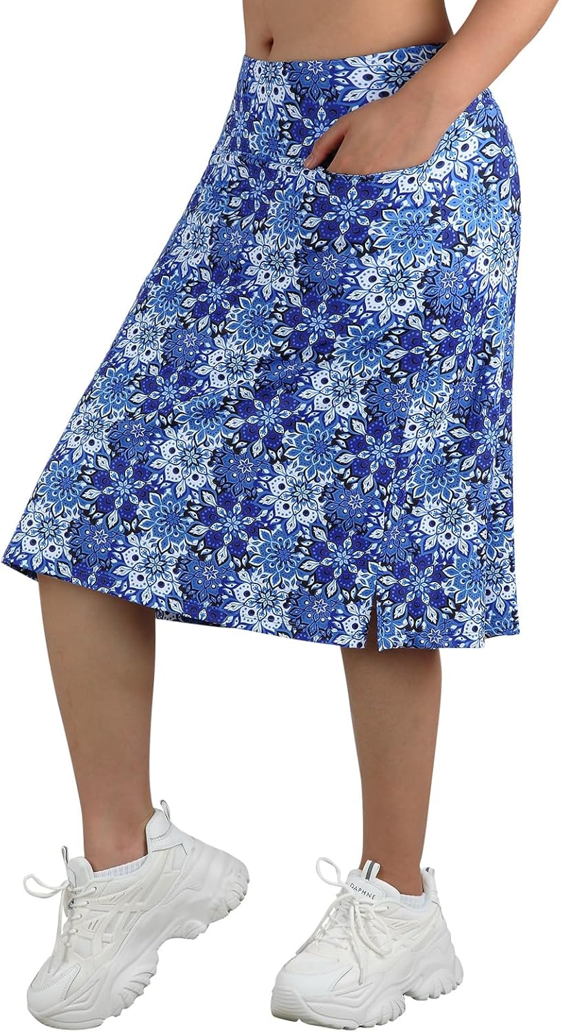 Women's Midi Length Skorts with 3 Pockets for Activewear