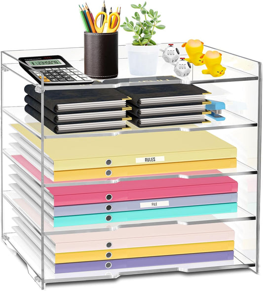 KKU 5 Tier Clear Acrylic Desk Organizer for Office Supplies