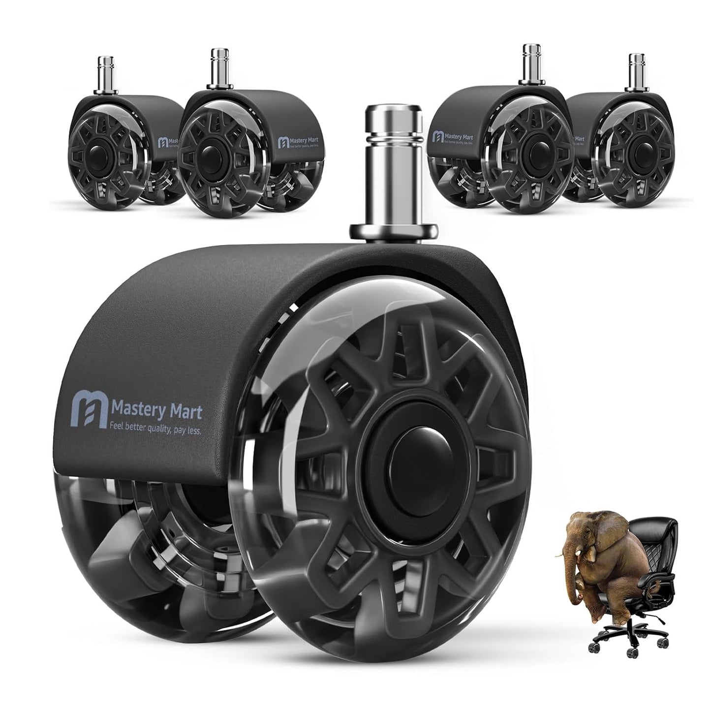 MASTERY MART 2.5 Heavy Duty Chair Wheels - Easy Mobility on Any Floor!