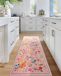 Boho Floral Runner Rug 2x6 - Washable Non-Slip Vintage Runner