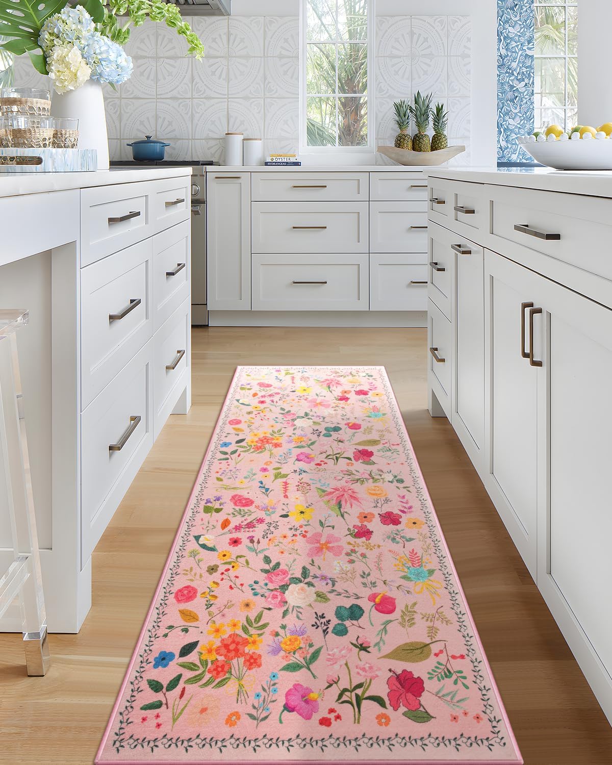 Boho Floral Runner Rug 2x6, Ultra Soft Vintage Carpet for Home
