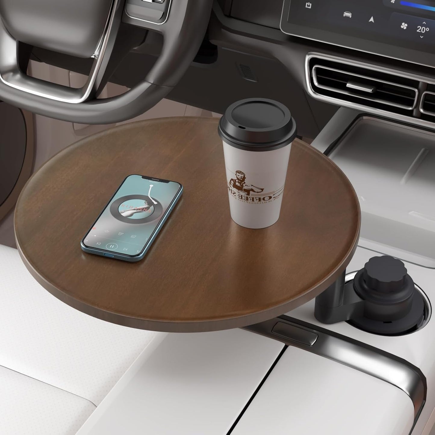 Car Tray & Desk for Laptop - 360 Rotating Wood Table Accessory