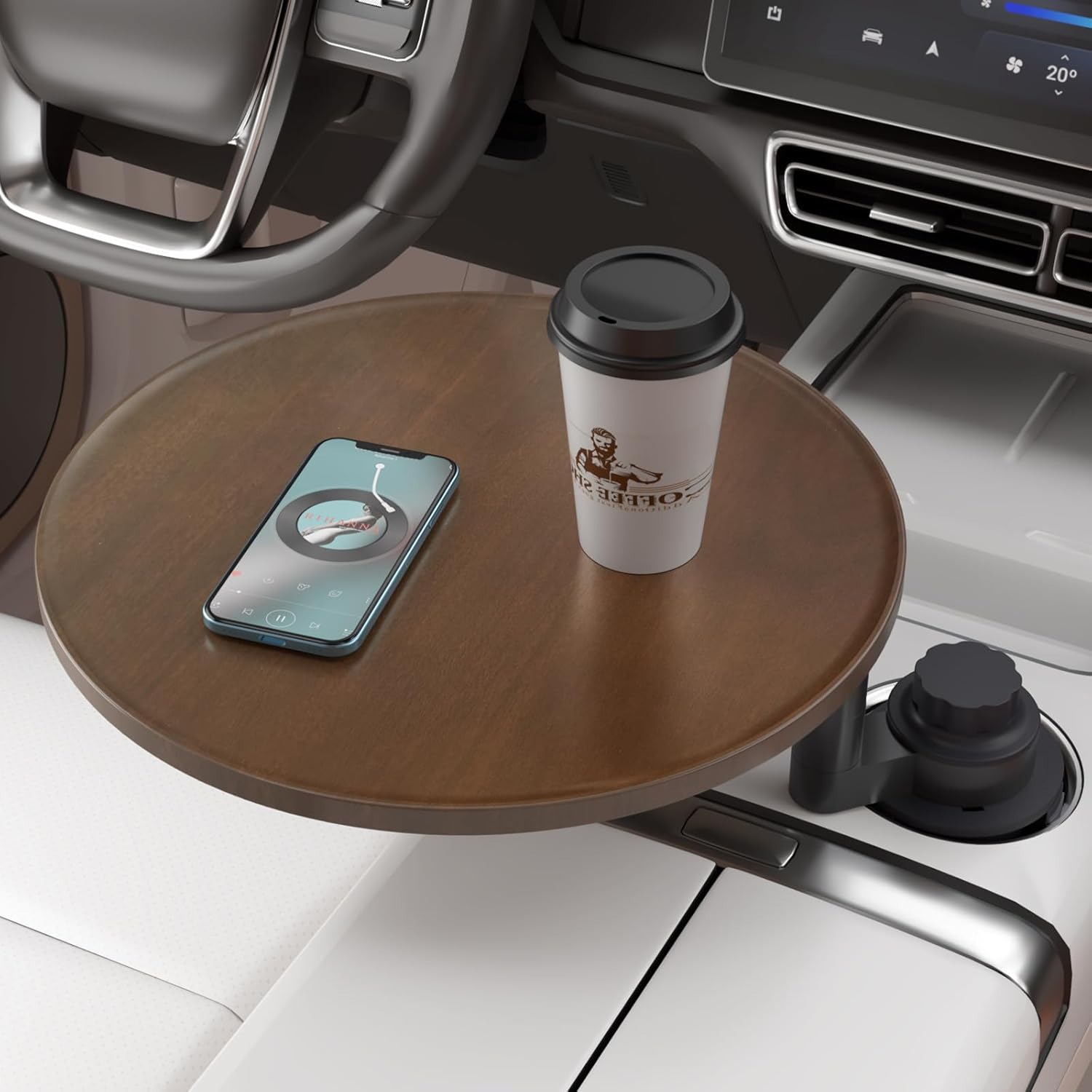 Car Tray & Desk for Laptop - 360 Rotating Wood Table Accessory