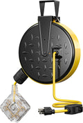 Retractable Extension Cord Reel 30 Ft with 6 Outlets - Smooth