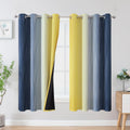 Estelar Textiler Navy Blue and Yellow Blackout Curtains 63 in Length