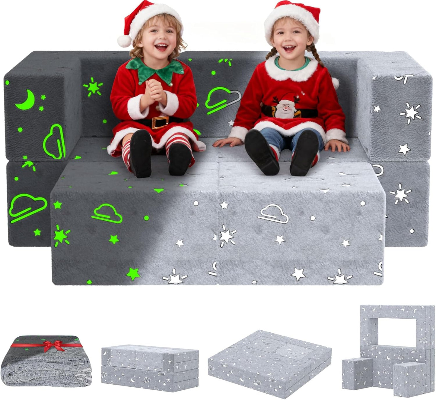 Modular Kids Couch with Blanket and Glow Effects for Playroom