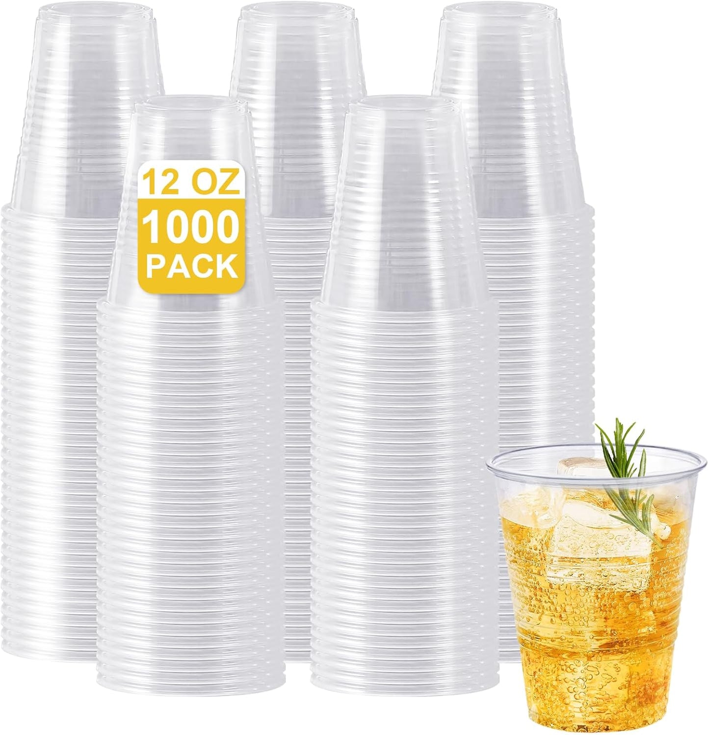 12 oz Clear Plastic Cups for Parties, Weddings, and Events