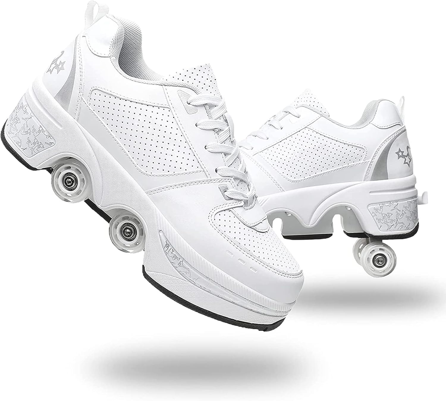 Double-Row Deform Wheel Automatic Walking Shoes for Skating