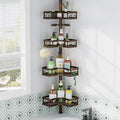HEVEL Corner Shower Caddy Tension Pole, 4 Tier Adjustable - Rustproof