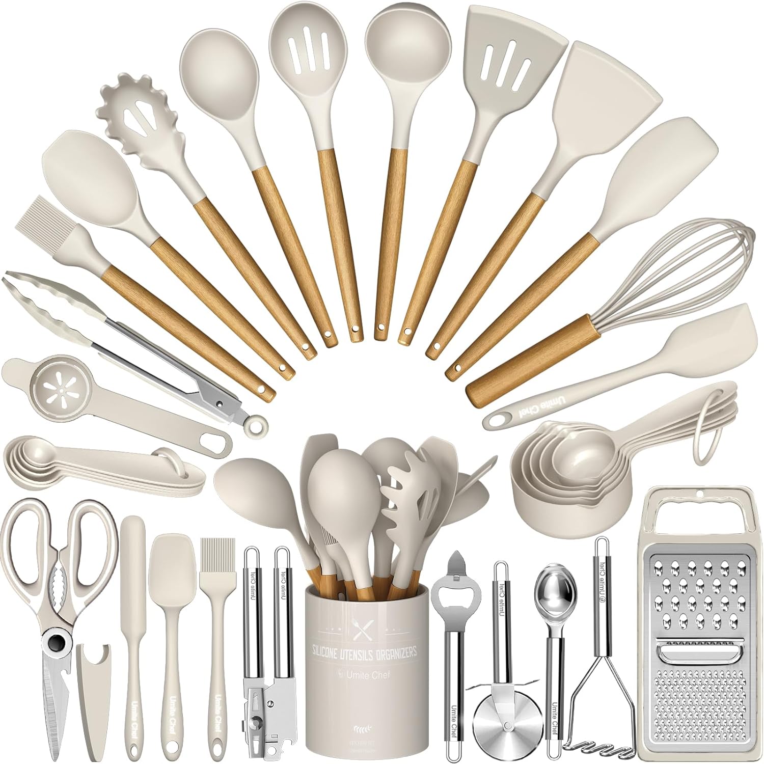 Umite Chef 34PCS Silicone Kitchen Utensil Set for Cooking