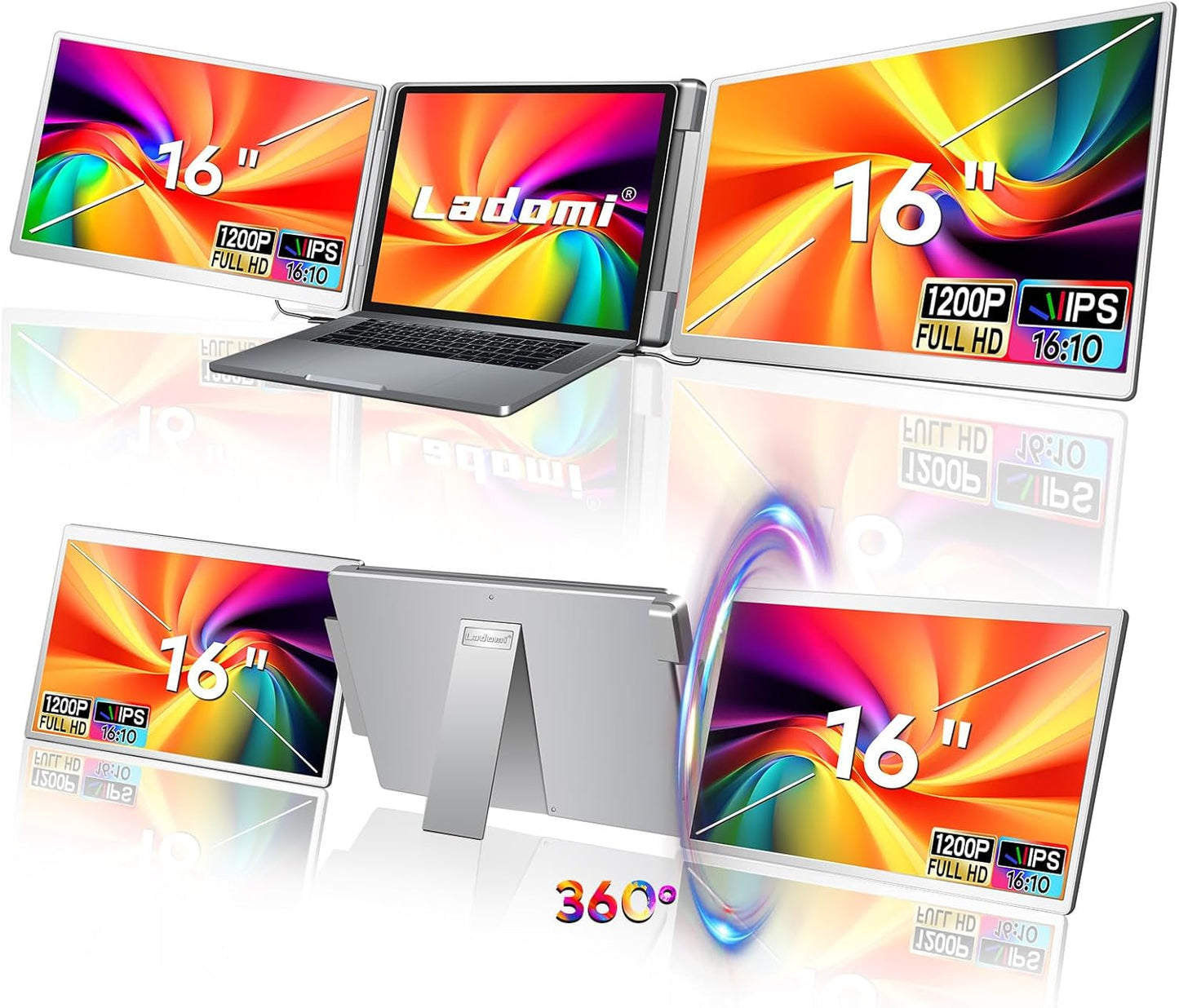 Enhance Laptop Display with 16 FHD Monitor - Plug & Play - Ladomi