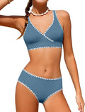 Girls V-Neck Two Piece Swimsuit Bikini Set - Comfortable Fit for Teens
