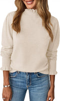 UNCLECAT Ruffle Mock Neck Sweater Womens - Cozy Fall Pullover