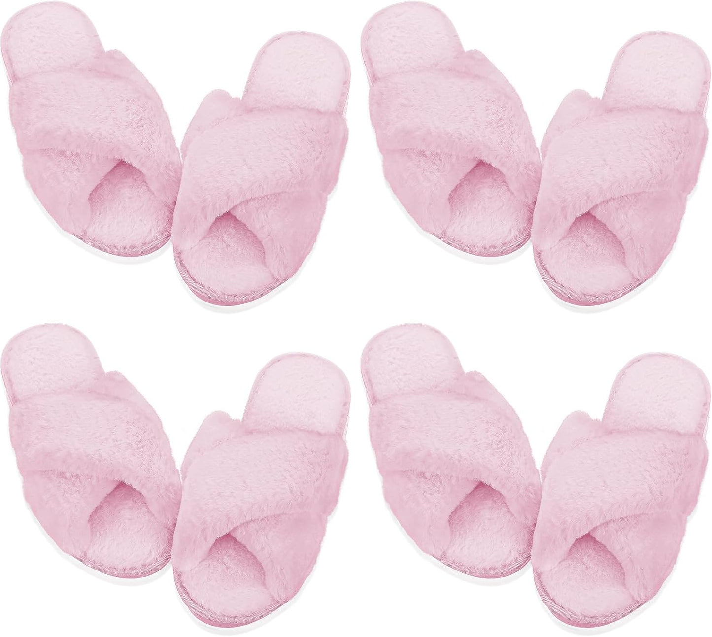 Fuzzy Slippers for Women - Cozy Open Toe Cross Band Design