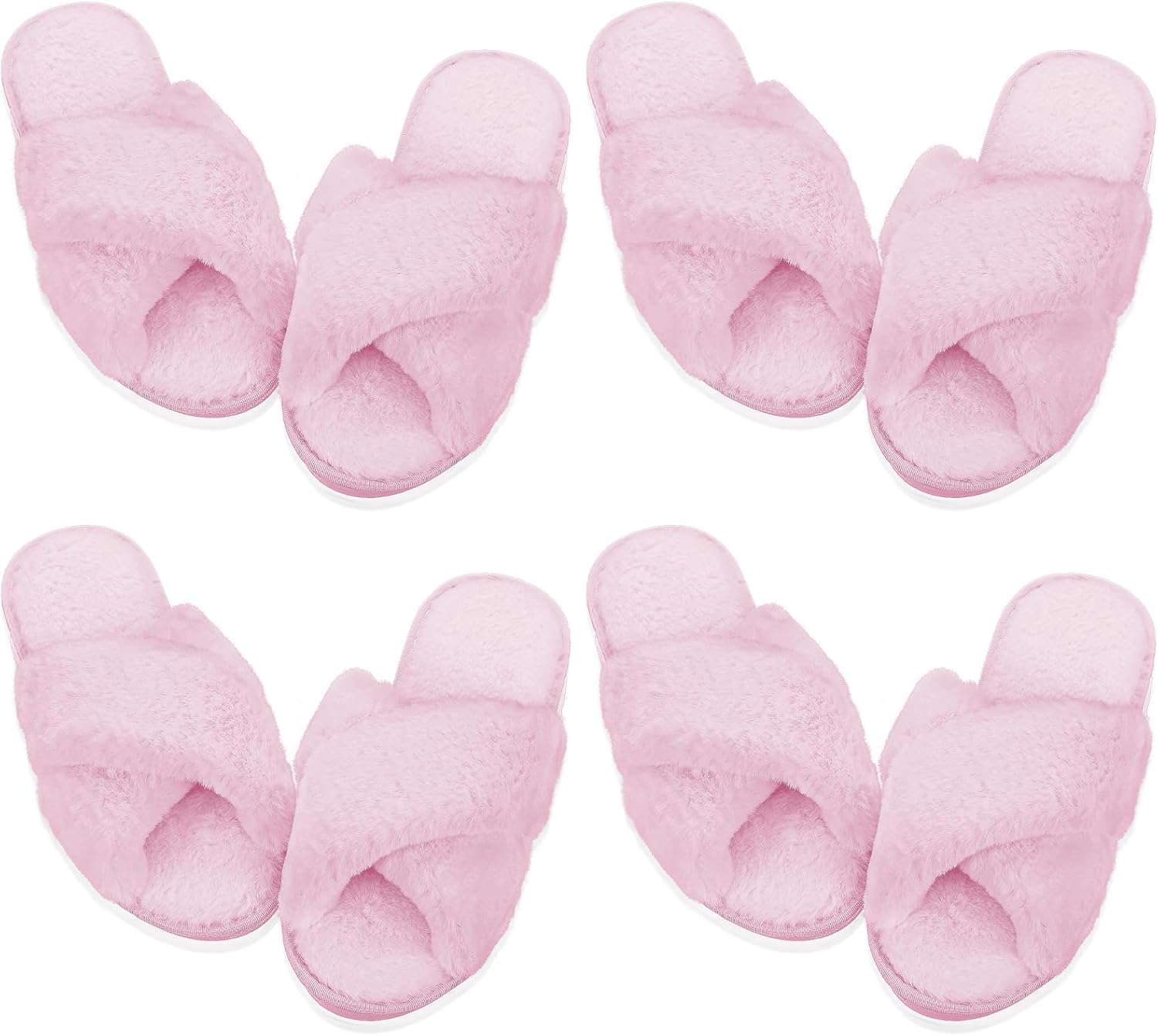 Fuzzy Slippers for Women - Cozy Open Toe Cross Band Design