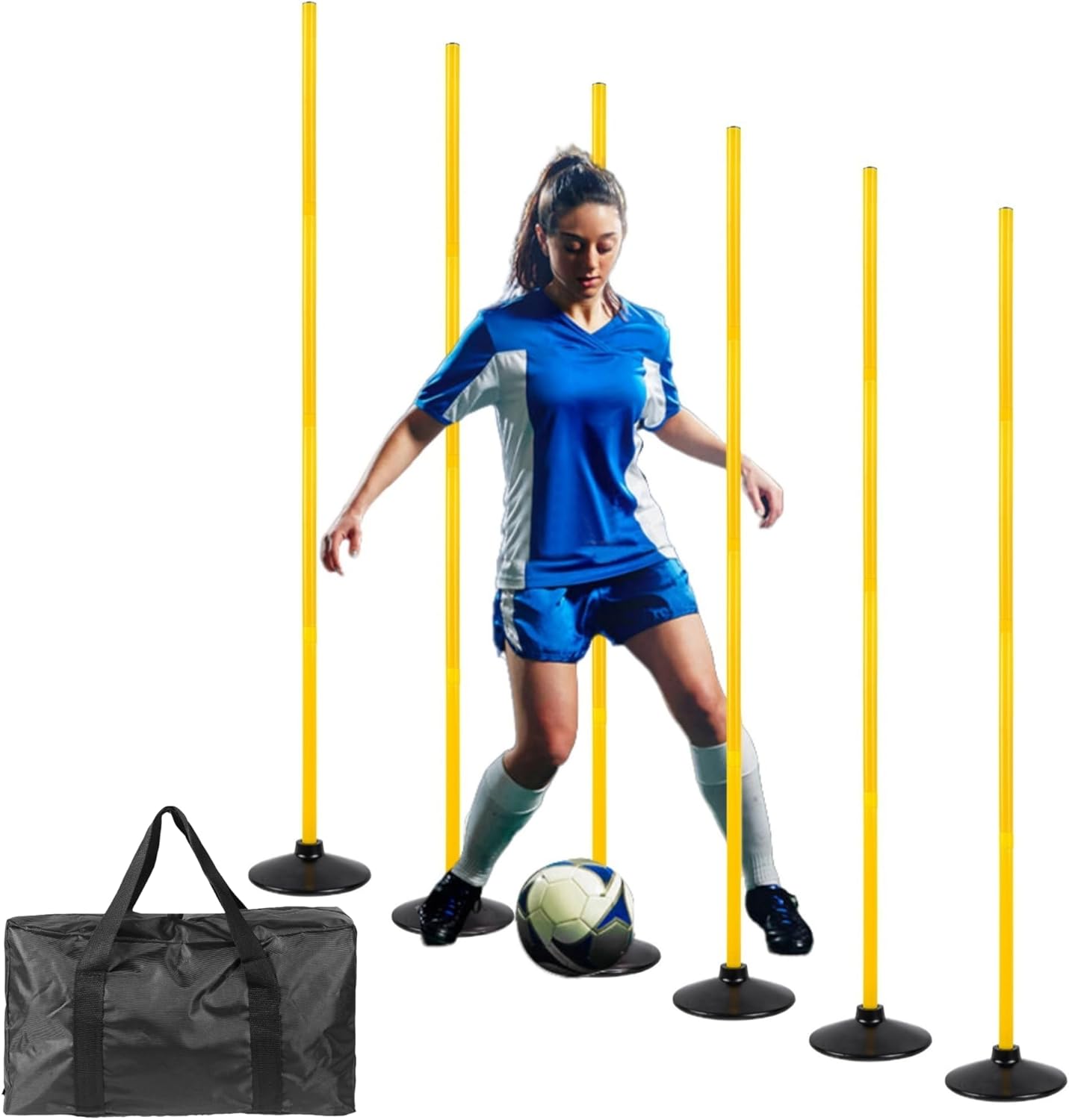 6 Pcs Adjustable Agility Training Poles for Soccer and More