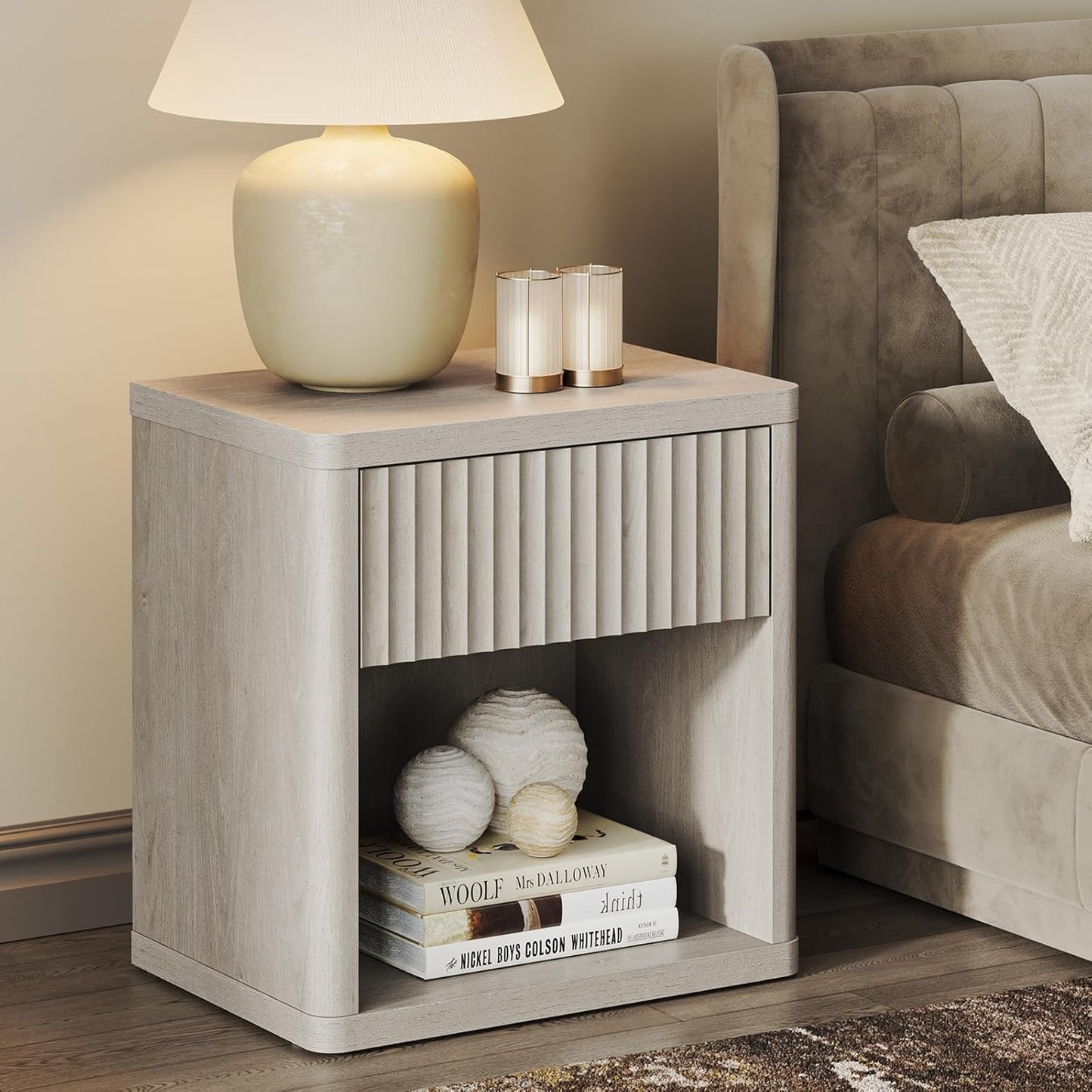 SICOTAS Night Stand with Drawer Storage for Modern Bedrooms