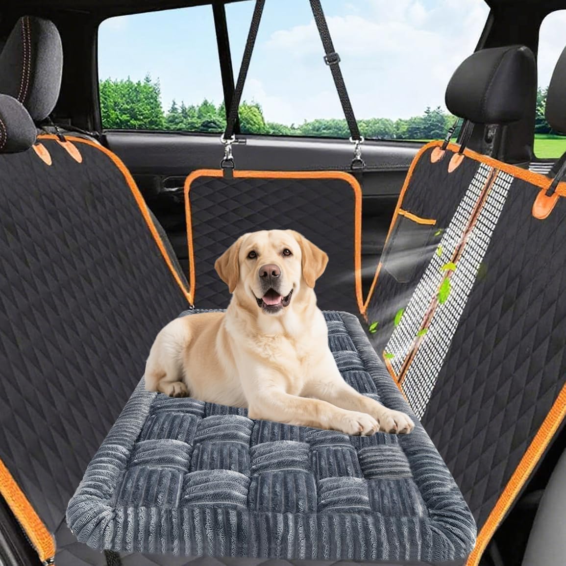 Dog Car Bed Mat for Backseat Extender - Non-Slip Grey Flannel