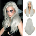 Grey Long Straight Layered Synthetic Glueless Lace Front Wig - Natural