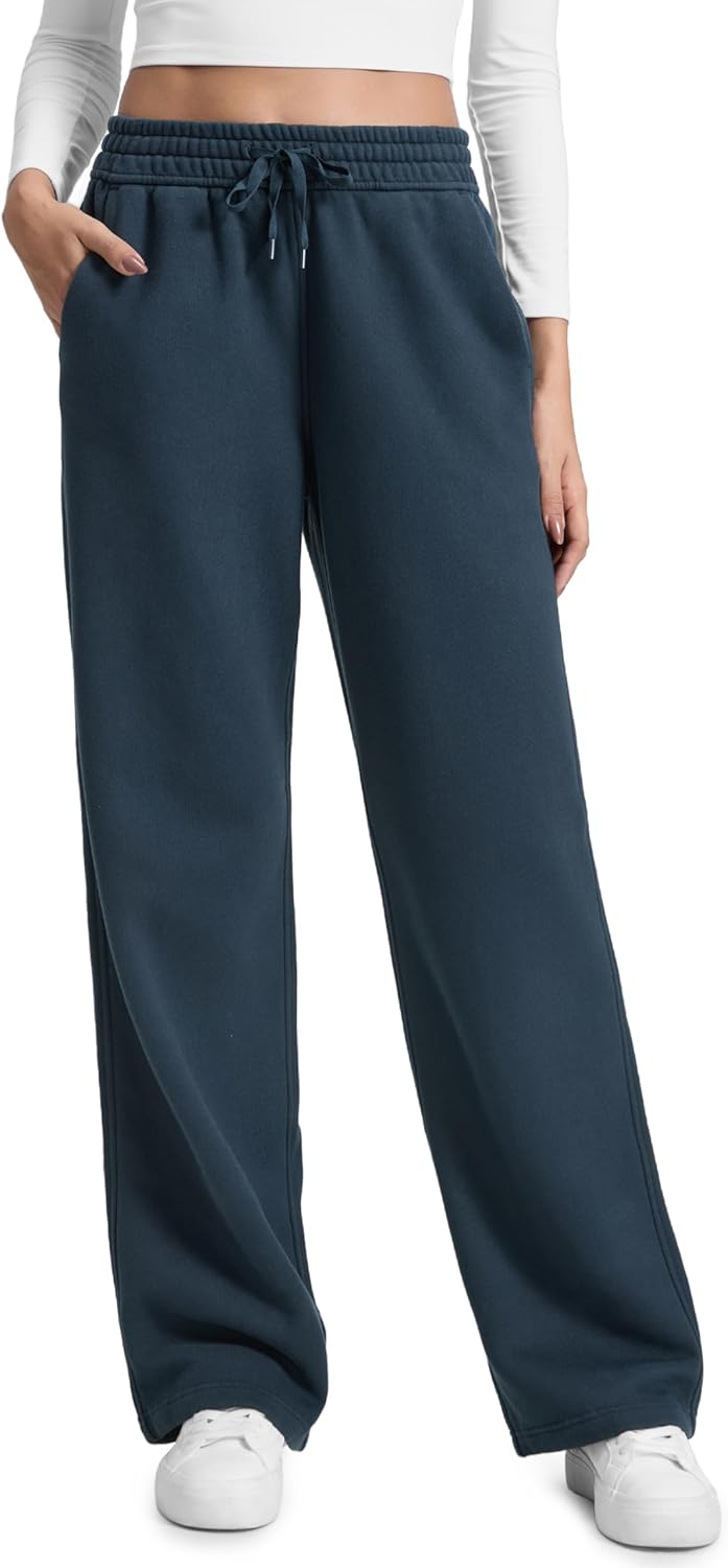 CRZ YOGA Cotton Fleece Lined Sweatpants for Women - Warm & Cozy